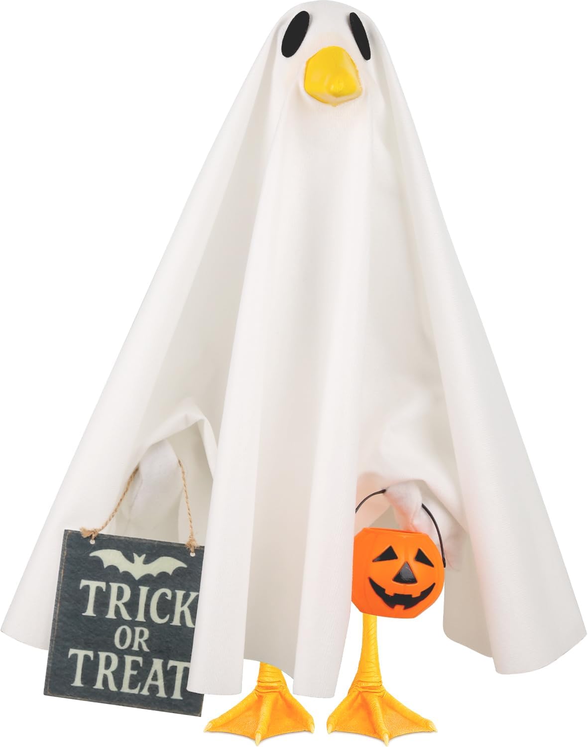 Aymolas Halloween Goose Outfit Ghost Porch Outfits Yard Statue Clothes Silly Lawn Goose Costume for 23'' Plastic/Cement Statues Patio Lawn Decor