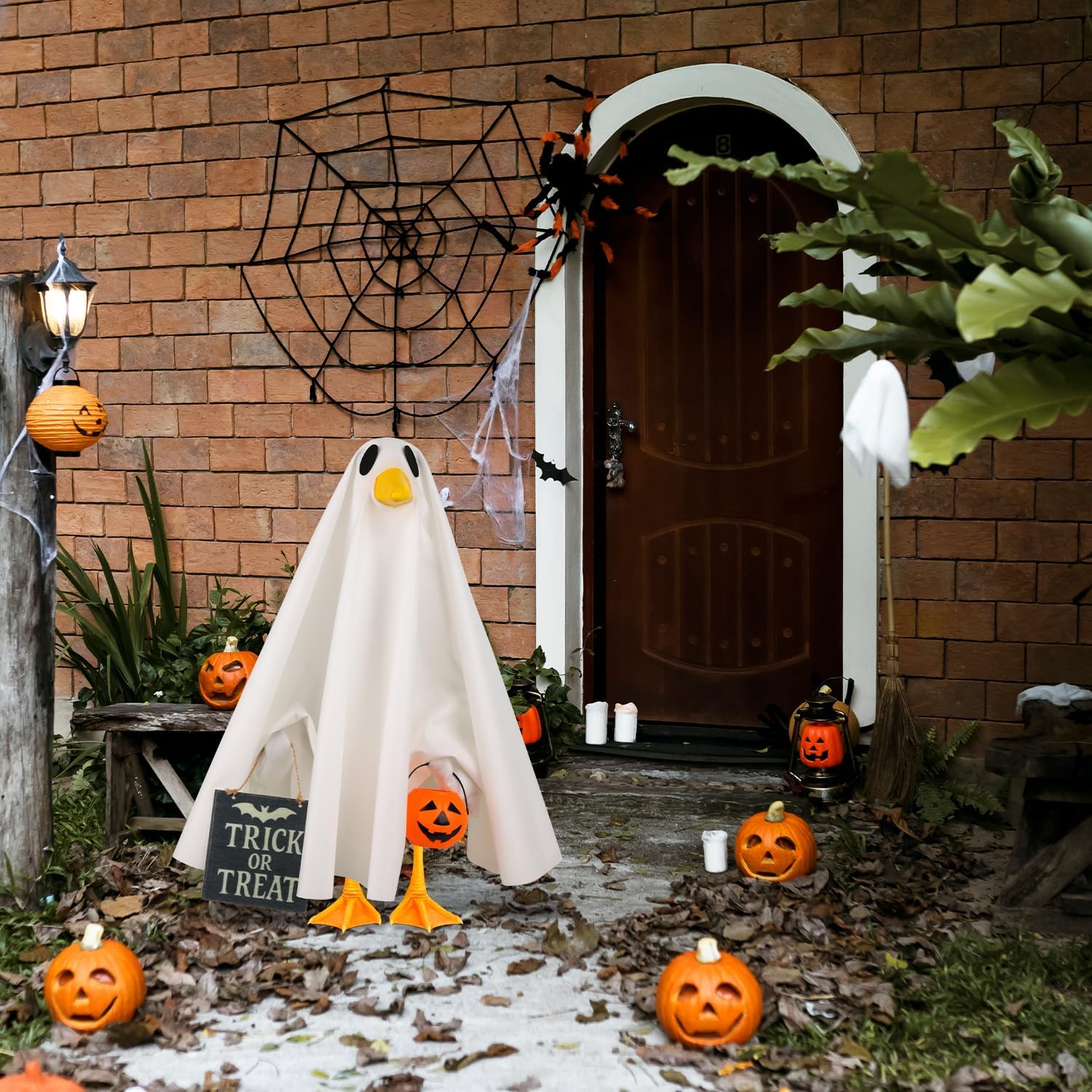 Aymolas Halloween Goose Outfit Ghost Porch Outfits Yard Statue Clothes Silly Lawn Goose Costume for 23'' Plastic/Cement Statues Patio Lawn Decor - Image 6