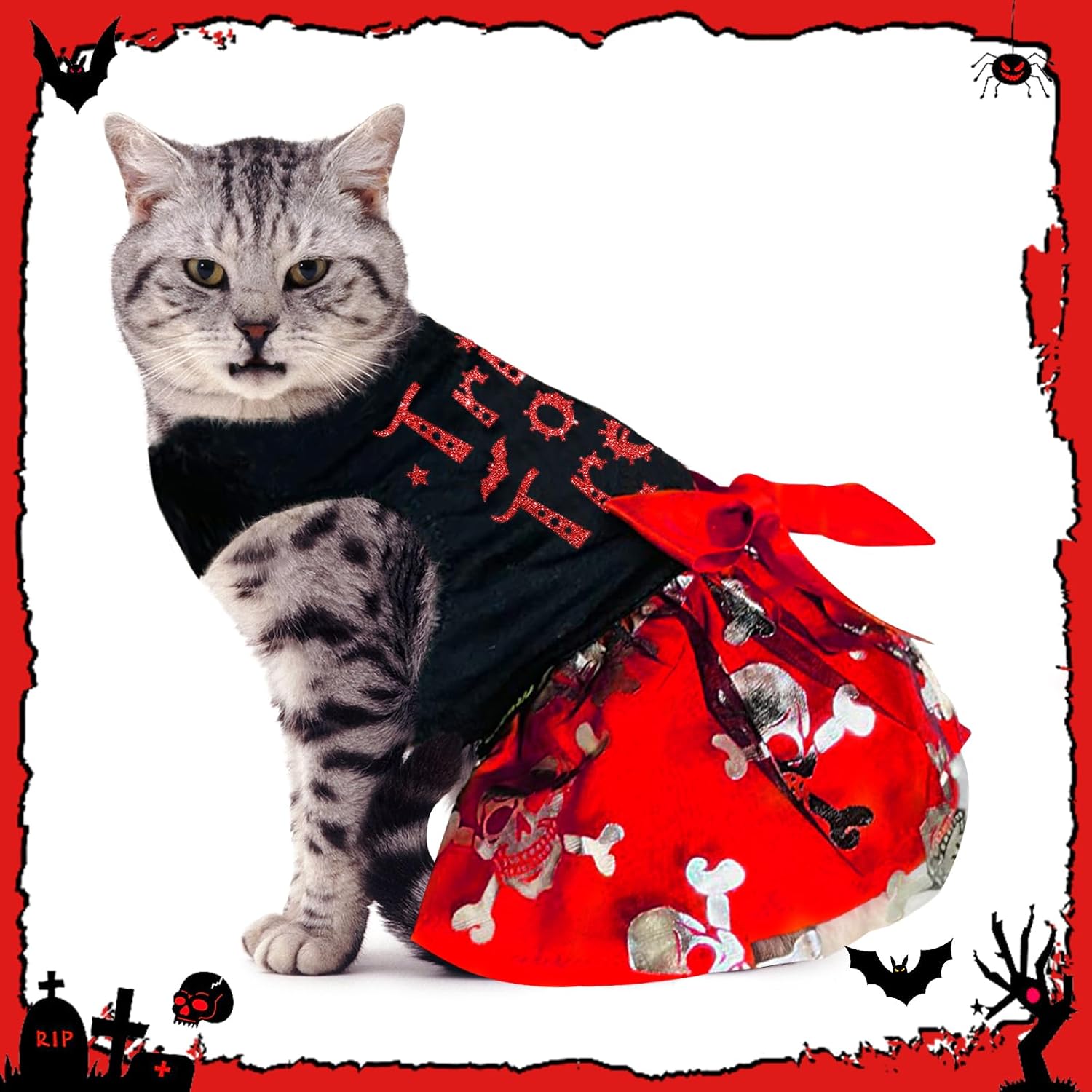 Dog Halloween Costumes, Dog Halloween Dress Skeleton, Holiday Skirt Cute Costume Funny Print Pet Apparel Cat Outfits - Image 8